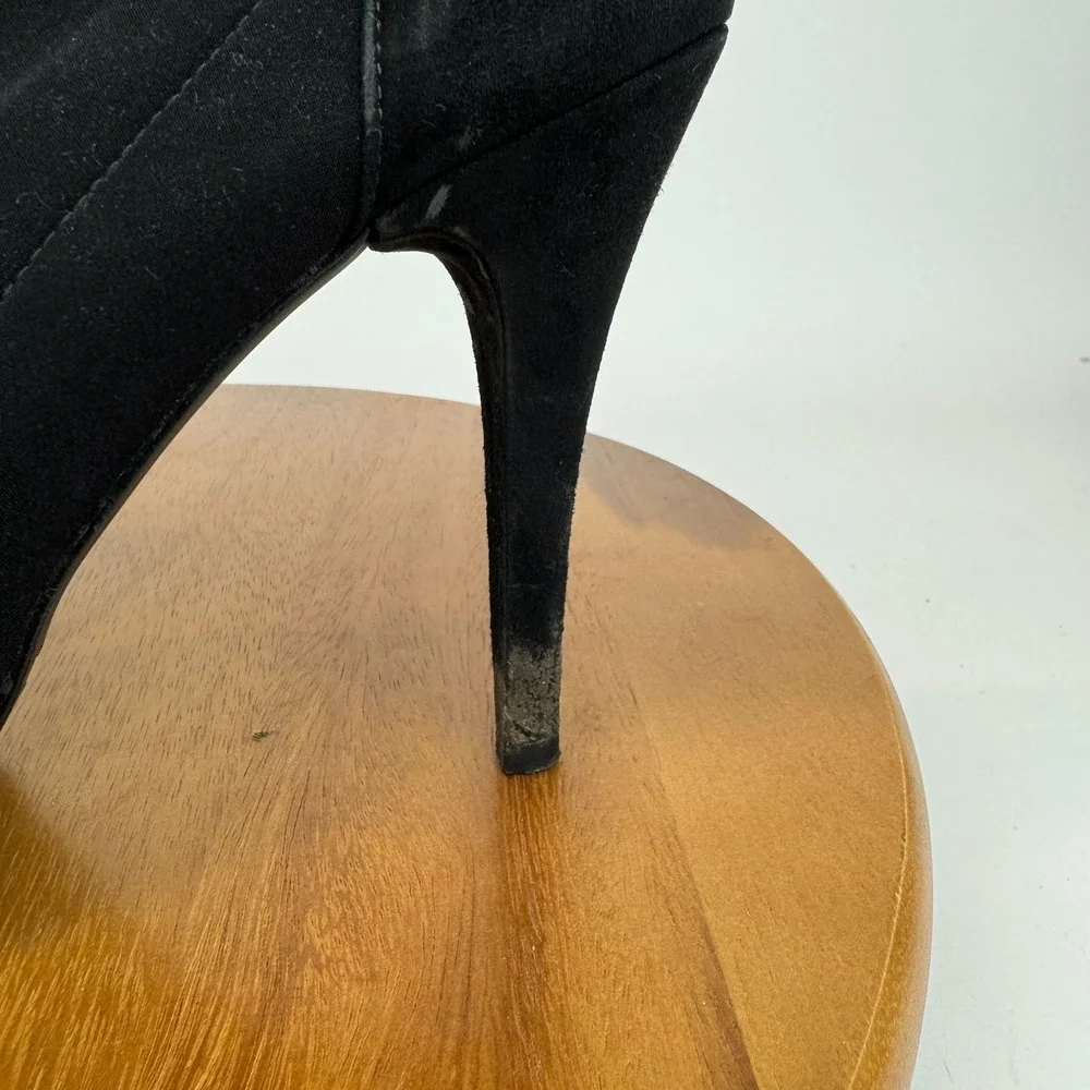 Womens Stuart Weitzman Black Suede Heeled Ankle Boots‎ Booties Size 8.5 M GUC